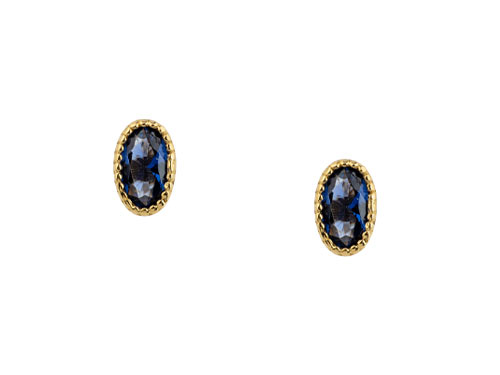 Pendientes oro 18kt ovalados piedra color