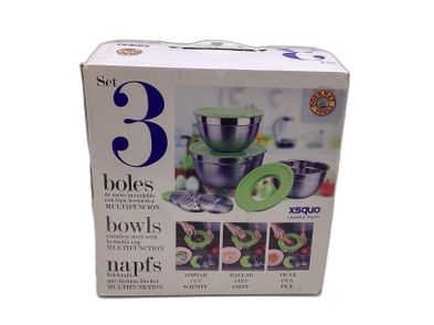 UTENSILIO COCINA XSQUO SET 3 BOWLS ACERO INOXIDABLE MULTIFUNCIÓN