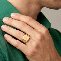 anillo sello de oro hexagonal en mate y brillo personalizado