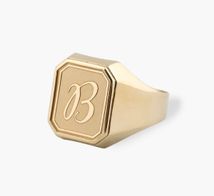 anillo sello de oro hexagonal en mate y brillo personalizado