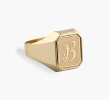 anillo sello de oro hexagonal en mate y brillo personalizado