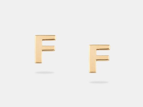 pendientes de oro inicial lisa personalizados