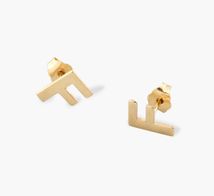 pendientes de oro inicial lisa personalizados