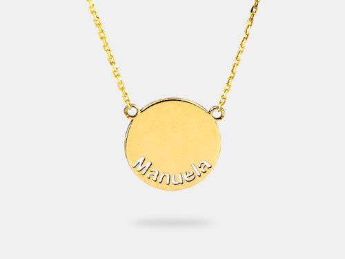 collar de oro disco liso personalizado