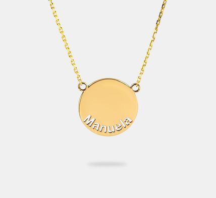 collar de oro disco liso personalizado