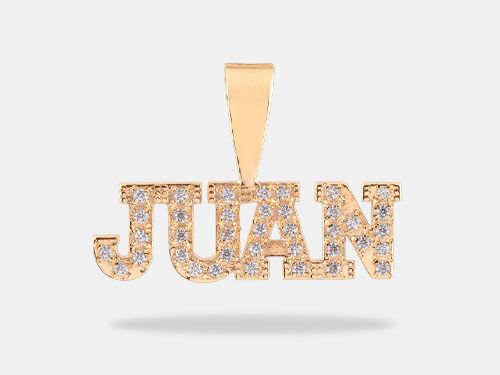 colgante de oro letras con circonitas personalizado