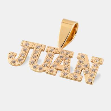 colgante de oro letras con circonitas personalizado