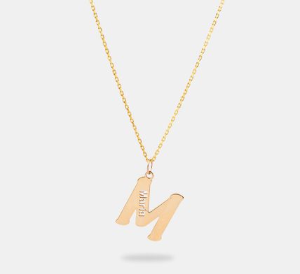 collar de oro inicial lisa y nombre calado personalizado