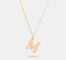 collar de oro inicial lisa y nombre calado personalizado