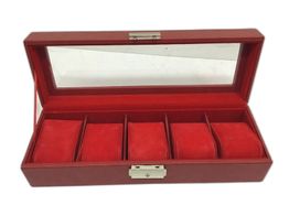 accesorios relojeria caja de 5 relojes roja