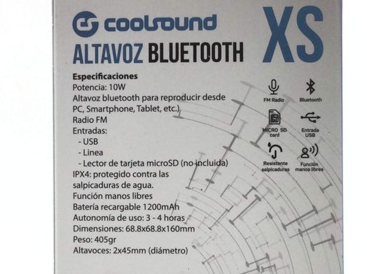 altavoz portatil bluetooth coolsound xs 10w azul