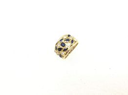 anel com adorno ouro 19k com pedra con zafiro,diamante 