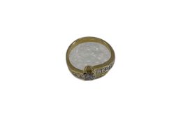 anel com adorno ouro 18k com pedra con diamante 