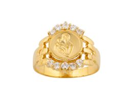 anel ouro 18k com pedra con circonita 