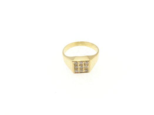 anel ouro 19k com pedra con diamante 