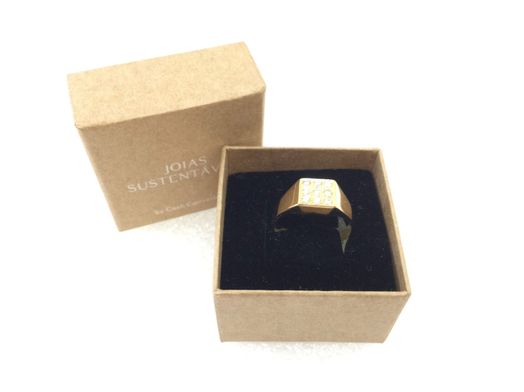 anel ouro 19k com pedra con diamante 