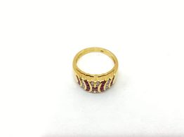 anel ouro 19k com pedra con diamante,rubi 