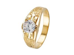 anillo hombre oro 18kt tipo solitario con circonita laterales tallados