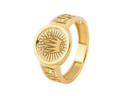 anillo hombre oro 18kt sello corona con laterales greca