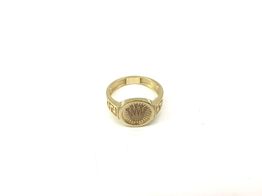 anillo hombre oro 18kt sello corona con laterales greca