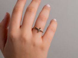 anillo oro 18k con circonita 