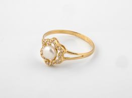 anillo oro 18k con circonita 