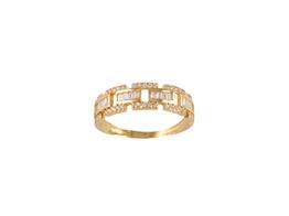 anillo oro 18k circonitas con bandas centrales rectangulares