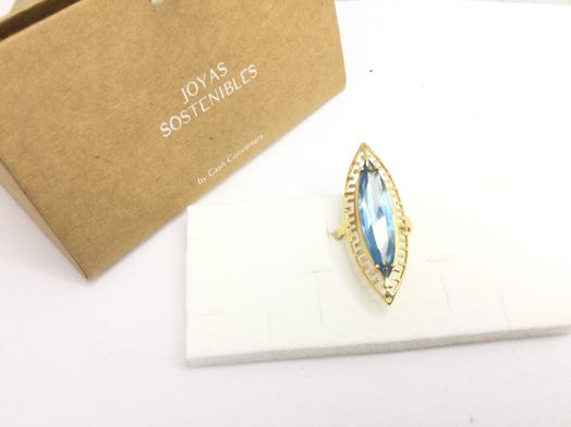 anillo oro 18k con circonita 