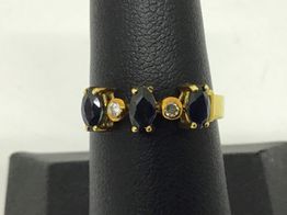 anillo oro 18k con zafiro,diamante 