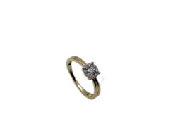 anel ouro 18k com pedra con diamante 