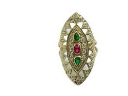anillo oro 18k con circonita,coral 