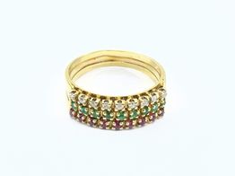 Anillo Oro 18k Con Diamante,esmeralda,rubi