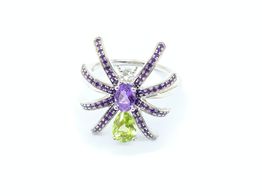 anillo plata 925mm con amatista,topacio 