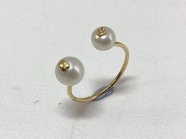 anillo oro 18k con diamante,perla 
