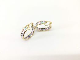 argolas ouro 18k com pedra con circónita 