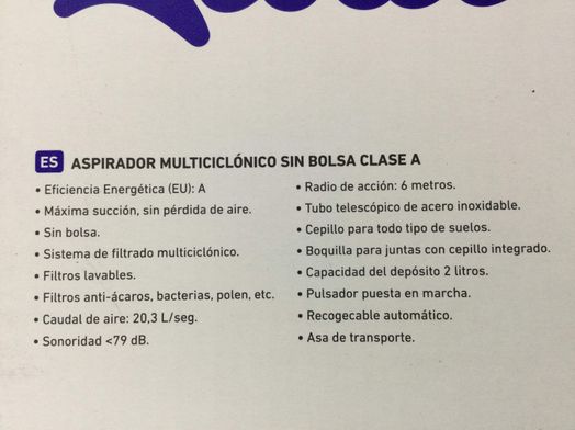 aspirador sin bolsa jata ap999