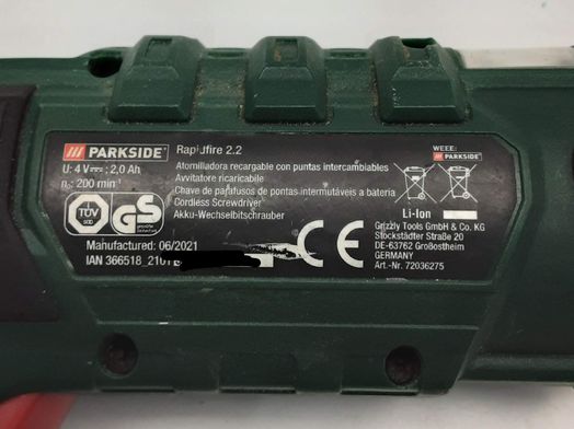 atornillador a bateria parkside rapidfire 2.2