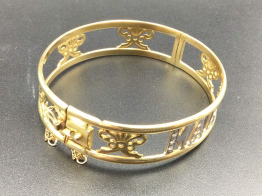 brazalete oro 18k con circonita 