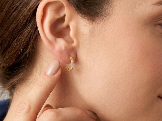 brincos ouro 18k com pedra con circonita 