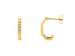 brincos ouro 18k com pedra con circonita 