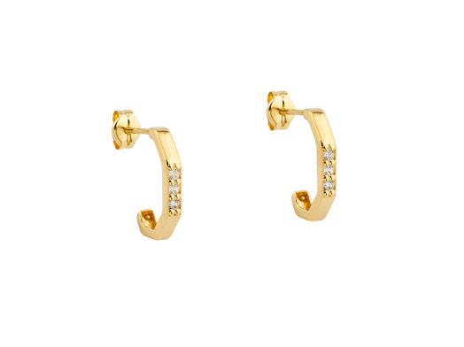 brincos ouro 18k com pedra con circonita 