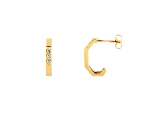 brincos ouro 18k com pedra con circonita 