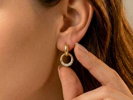 brincos ouro 18k com pedra con circonita 