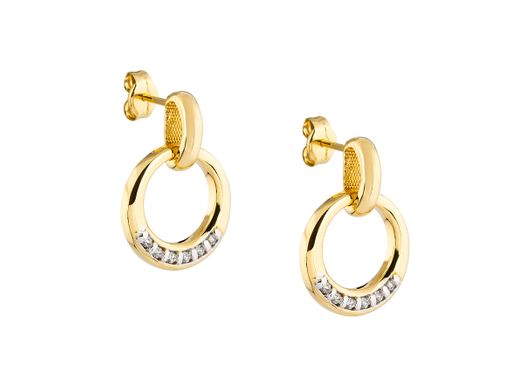 brincos ouro 18k com pedra con circonita 