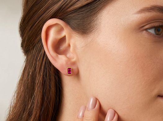 brincos ouro 18k com pedra con circonita 