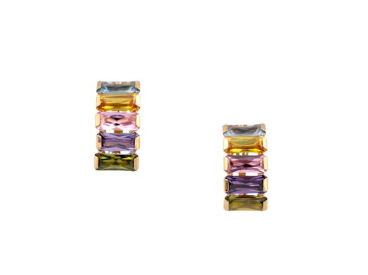 brincos ouro 18k com pedra con circonita 