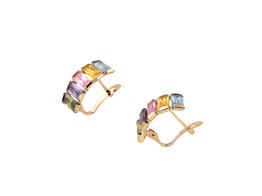 brincos ouro 18k com pedra con circonita 