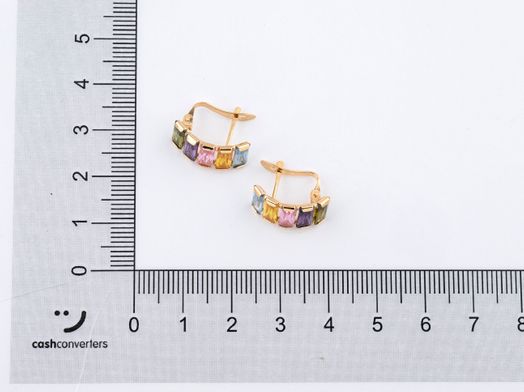 brincos ouro 18k com pedra con circonita 