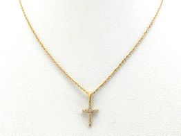 Cadena Oro 18k Con Diamante 20cm