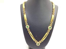 Cadena Oro 18k Con Circonita,esmeralda 25cm